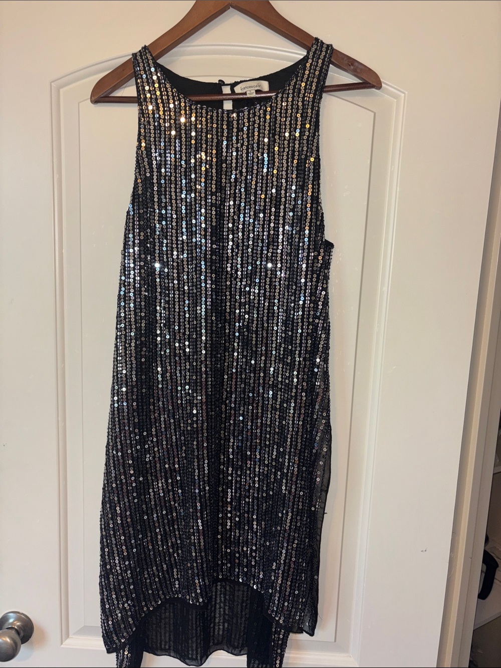 Francesca’s Black Sequin Party Dress Double Slit size L